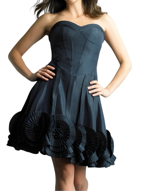 Basix Dresses & Skirts - Basix II Strapless Pleated Rosette Cocktail Dress Black Size 6